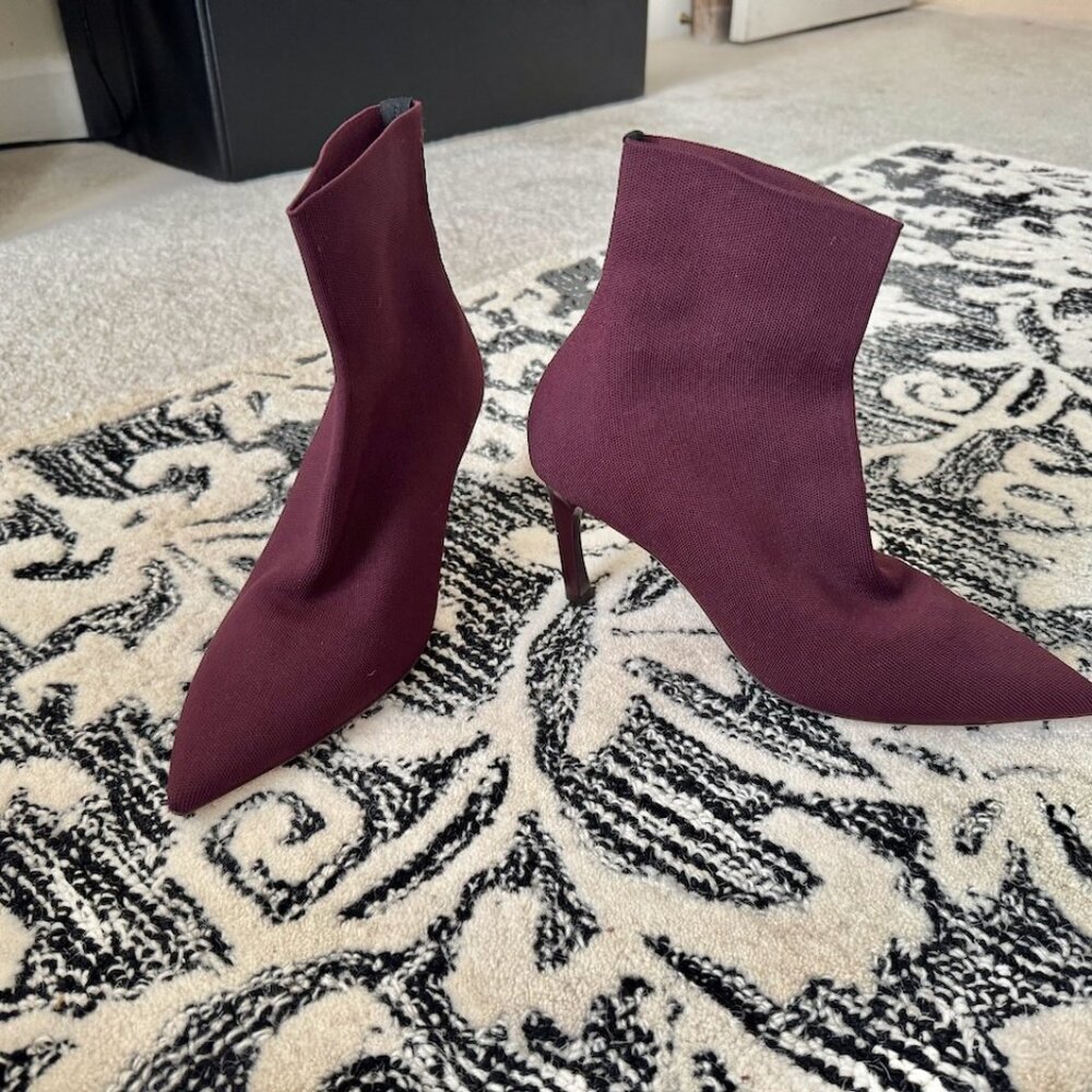 MM LaFleur Lana Stretch Boots Dark Red Burgundy Size 38, 7.5 or 8 Brand New Mint